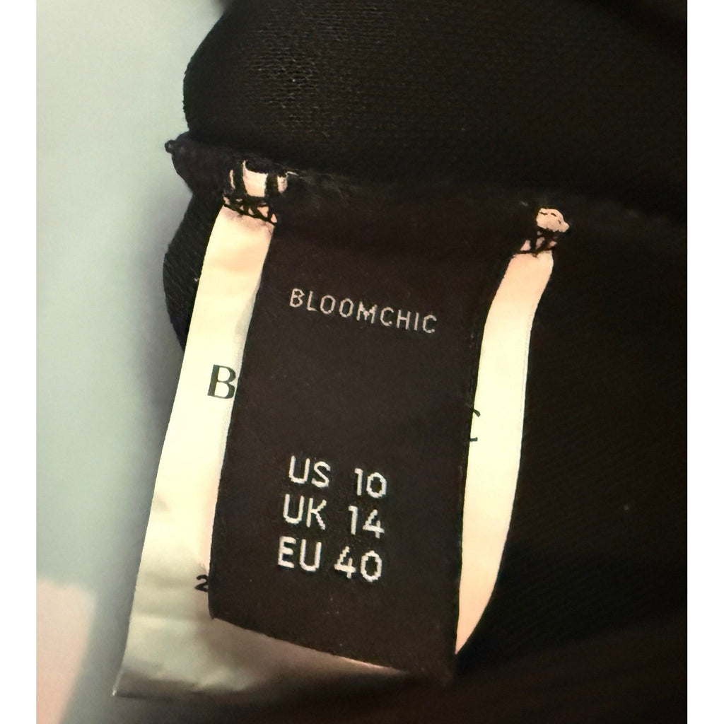 BloomChic Black Laser Cut Eyelet Swim Dress Adjustable Strap Padded US 10 NEW