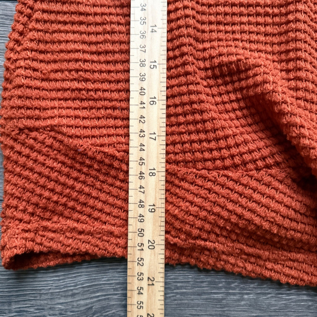 Emery Rose Burnt Orange Twist Front Waffle Knit Cap Sleeve Top Rust Large