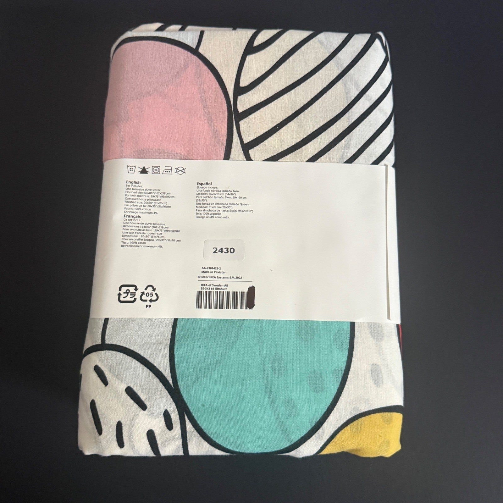 BNWT IKEA Busenkel Twin Duvet Cover Set Balloon Print Anna Lagerstrom 505.178.40