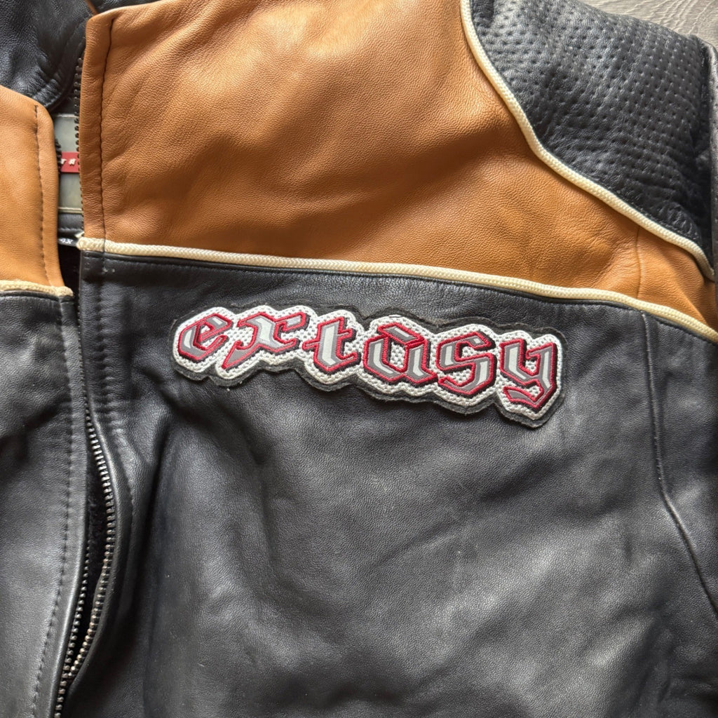 Extasy James & John Leather Bomber Jacket 4XL Tiger Eagle Embroidered RARE Vtg