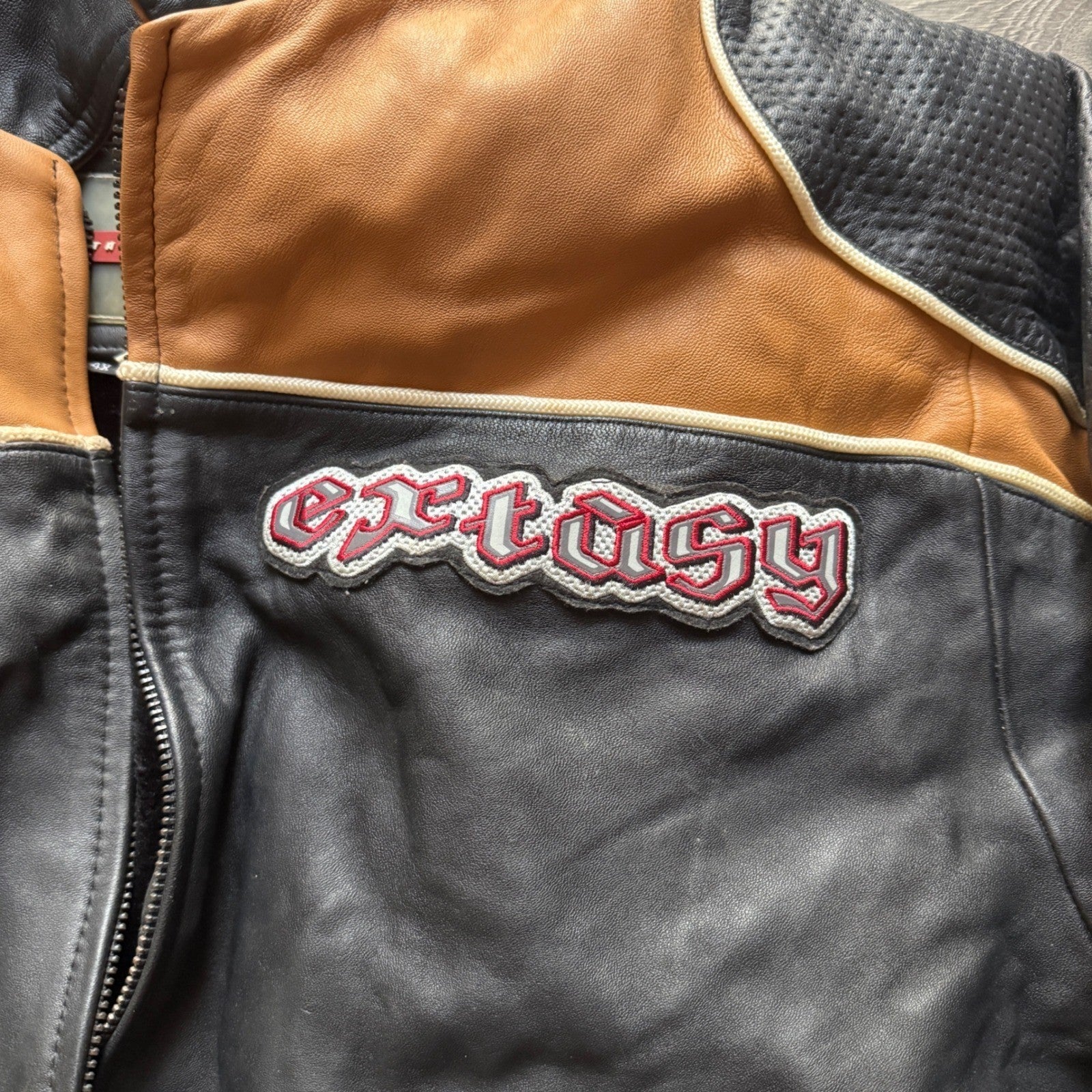 Extasy James & John Leather Bomber Jacket 4XL Tiger Eagle Embroidered RARE Vtg