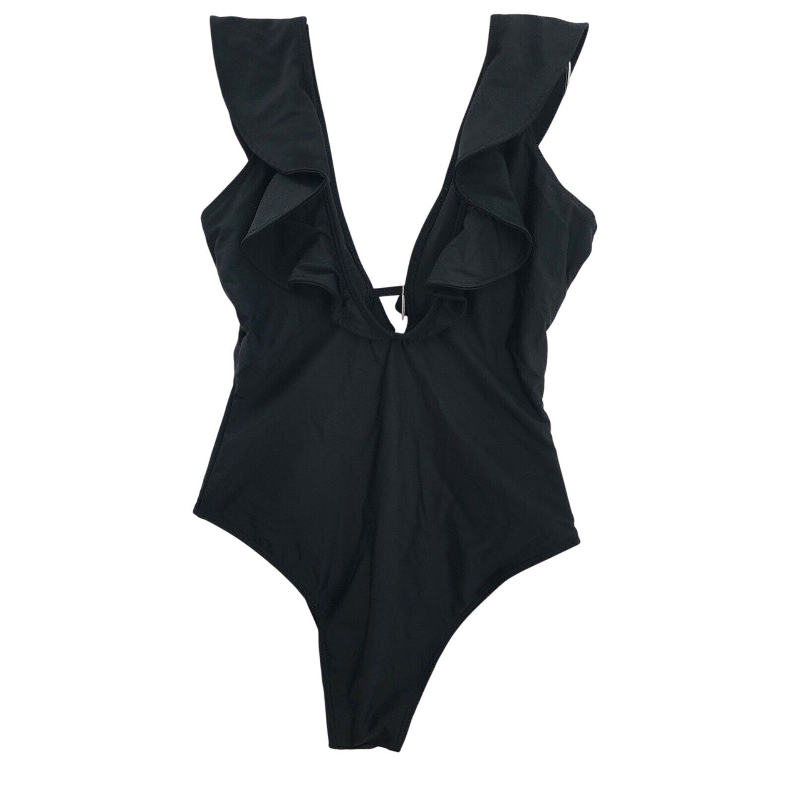 Nwt Medium Black Ruffled One-piece Swimsuit