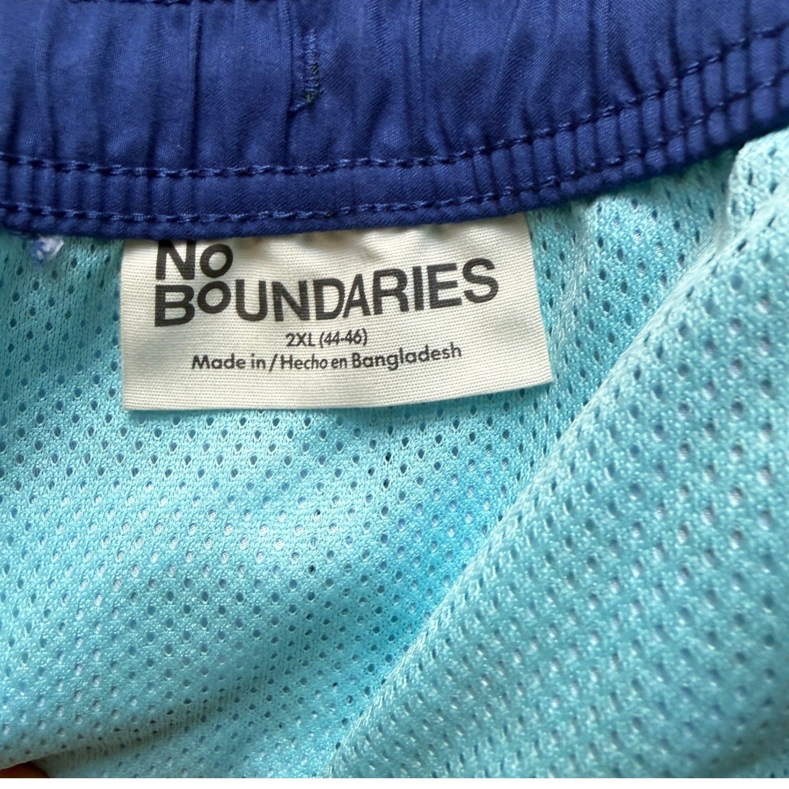 No Boundaries Mens Blue Leopard Print Swim Trunks 2XL 44-46 Quick Dry UPF 50+