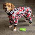 Lovinpet Dog Pajamas Large Red Grey Black Polka Dot Full Body jumpsuit NWT