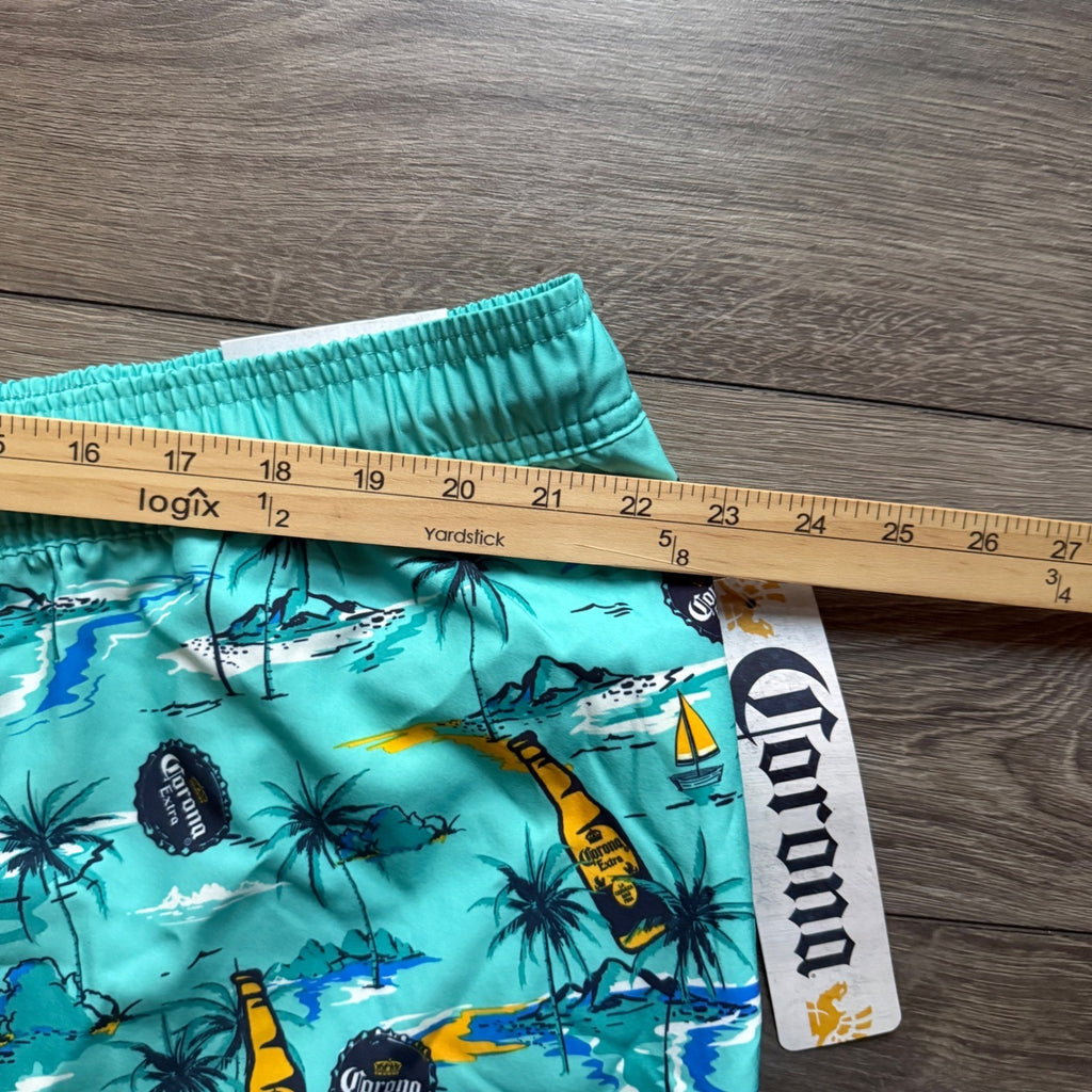 Corona Extra Mens 3XL Board Shorts Tropical Beer Bottle Swim Trunks NWT
