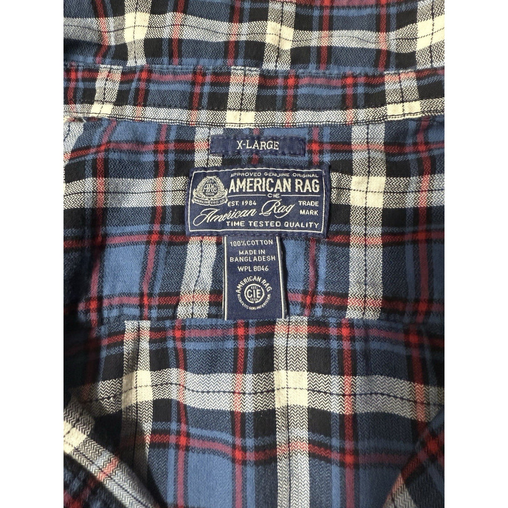 American Rag Shirt Mens XL Blue Plaid Long Sleeve Button Pockets