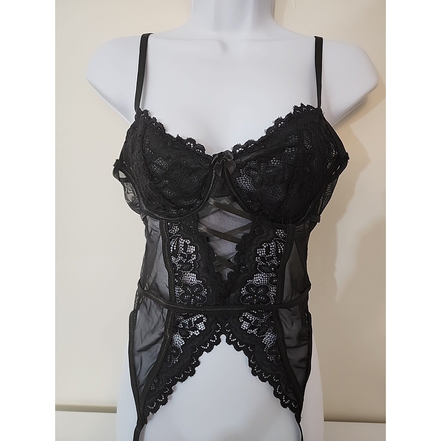 Avidlove Garter Lingerie for Women Floral Lace Babydoll Bodysuit Bra and Panty S