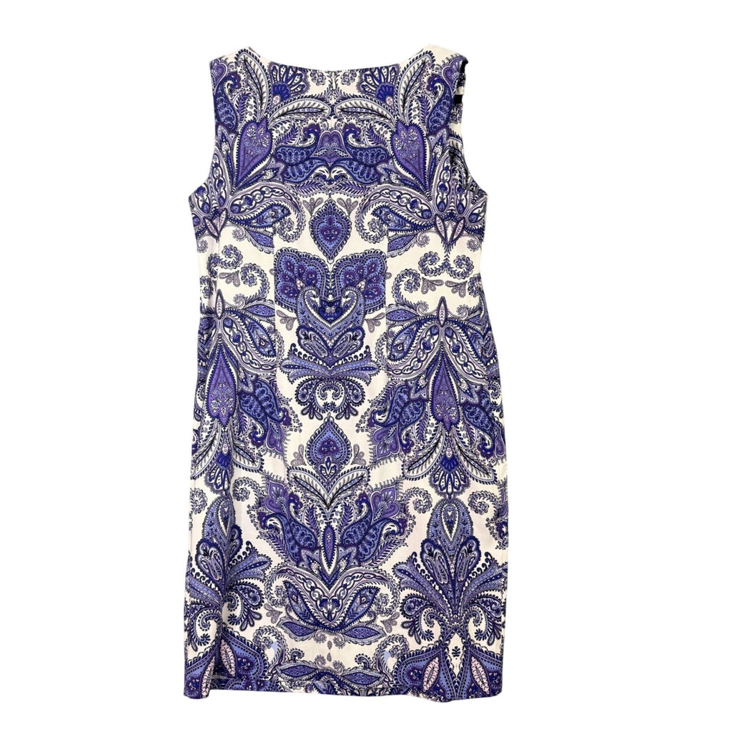 ALYX Women's 14W Paisley Print Sleeveless Sheath Dress Blue White
