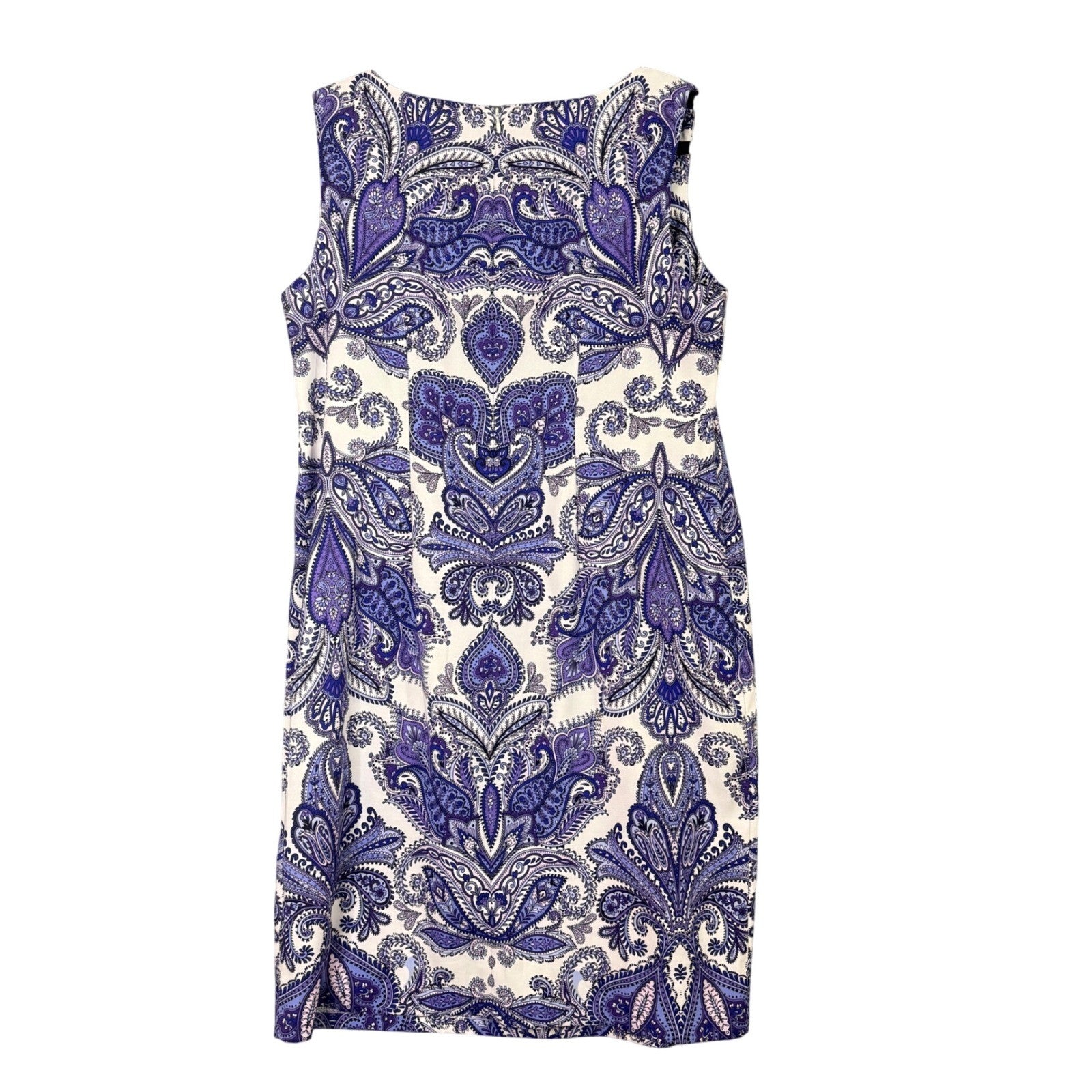 ALYX Women's 14W Paisley Print Sleeveless Sheath Dress Blue White
