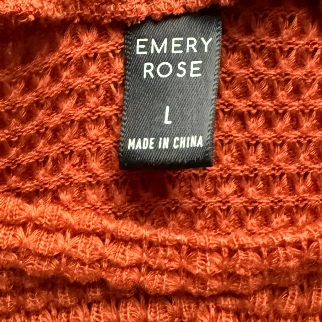 Emery Rose Burnt Orange Twist Front Waffle Knit Cap Sleeve Top Rust Large