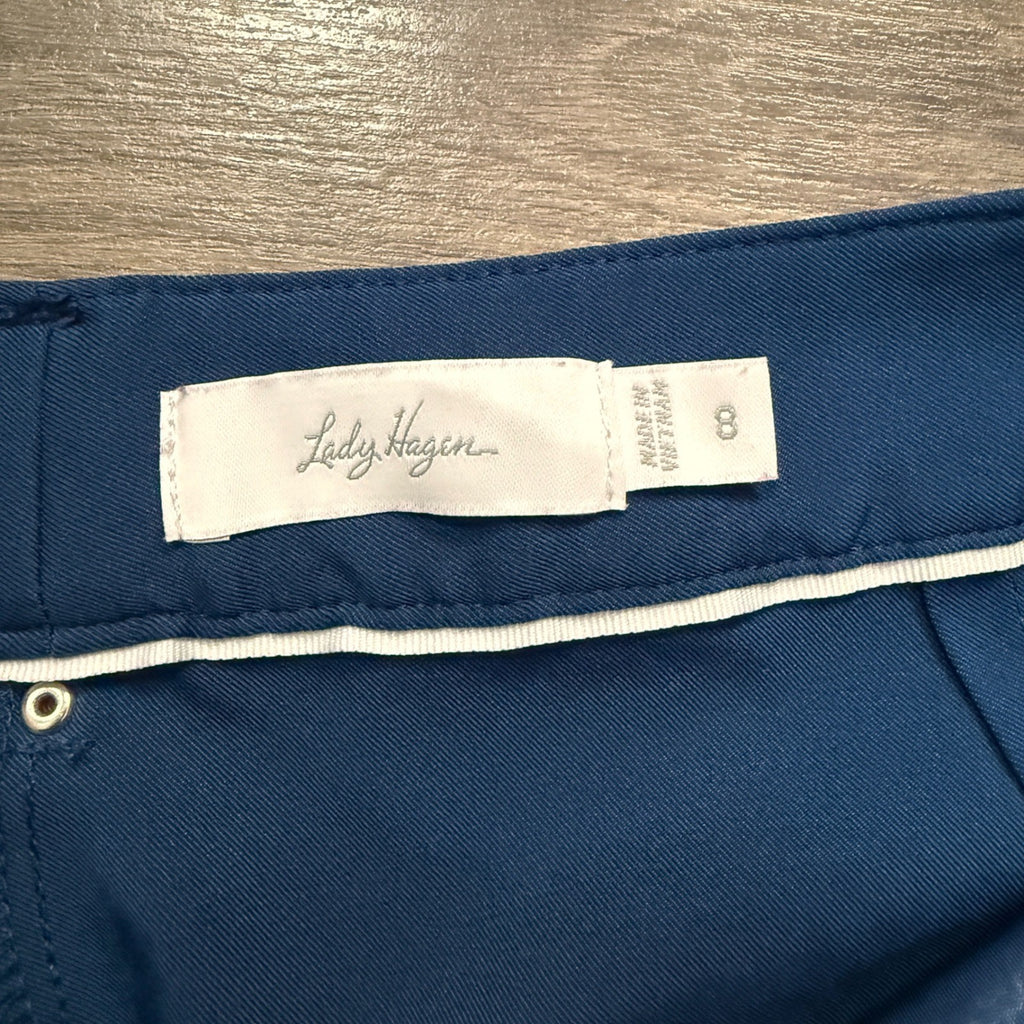 Euc Lady Hagen Women Navy Blue Golf Shorts Size 8 Stretch Performance Activewear