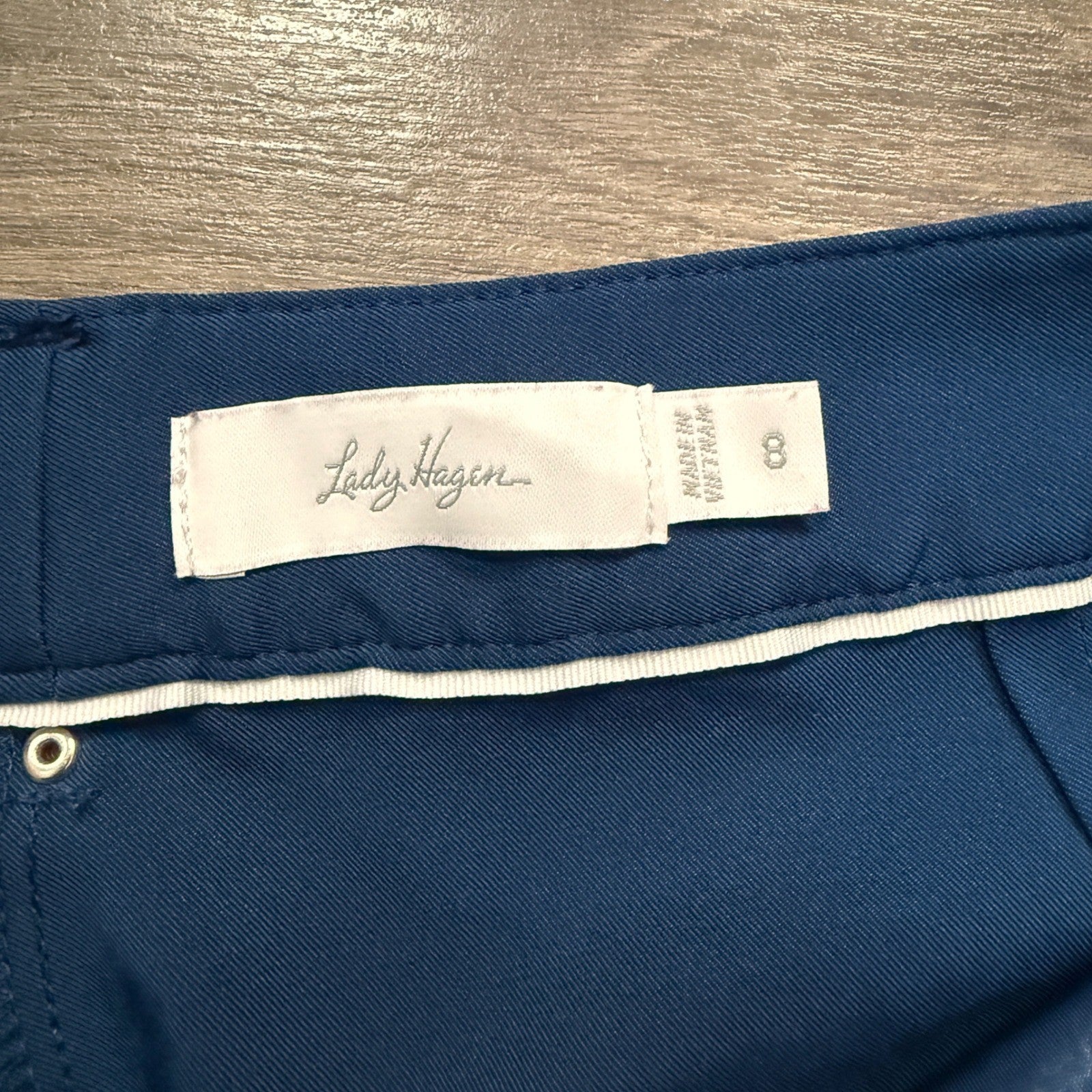 Euc Lady Hagen Women Navy Blue Golf Shorts Size 8 Stretch Performance Activewear