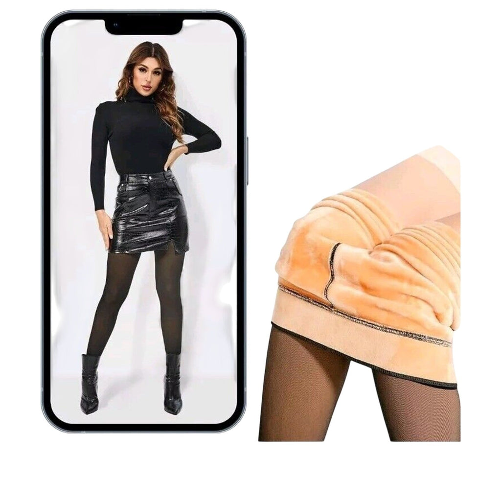 Fleece Lined Tights for Women Translucent Thermal Fleece Lined Sheer Medium