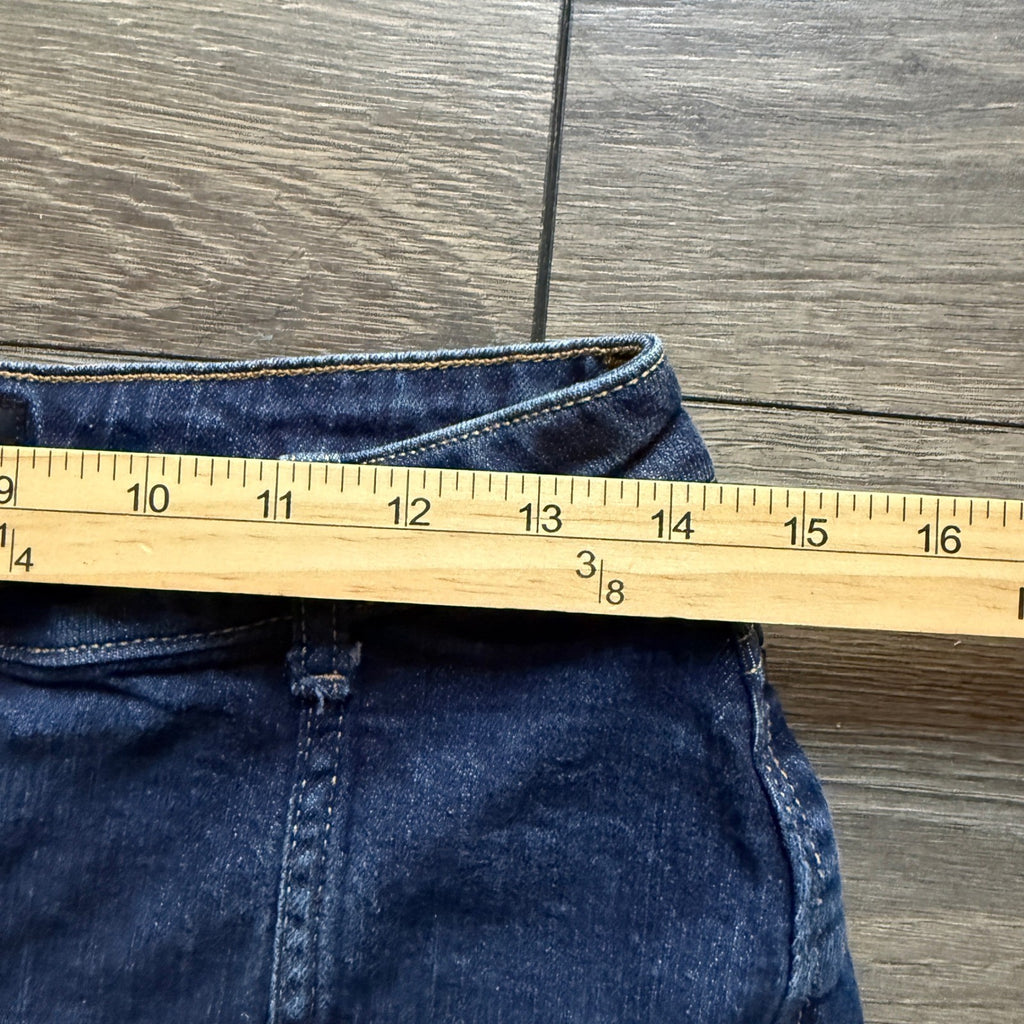 Banana Republic Dark Wash Denim Mini Skirt Button Fly Size 28/6 High Rise Seamed