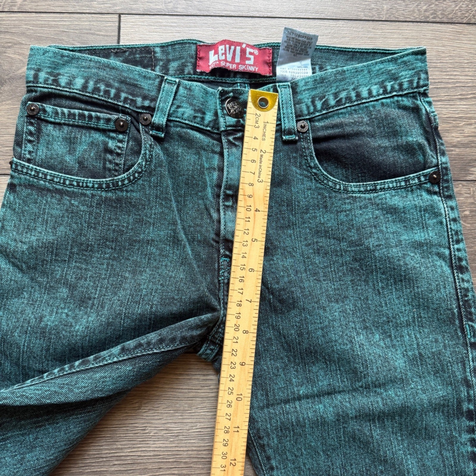 Levi's 510 Super Skinny Jeans Teal Acid Wash Boys Youth Size 16 28x28