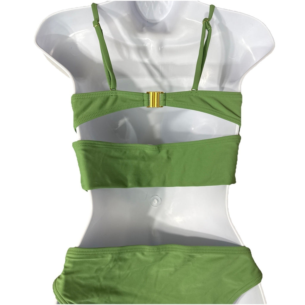 NWT Charmo Sage Green O-Ring Cutout Bikini Set Medium UPF 50+ Swimsuit 2 Piece