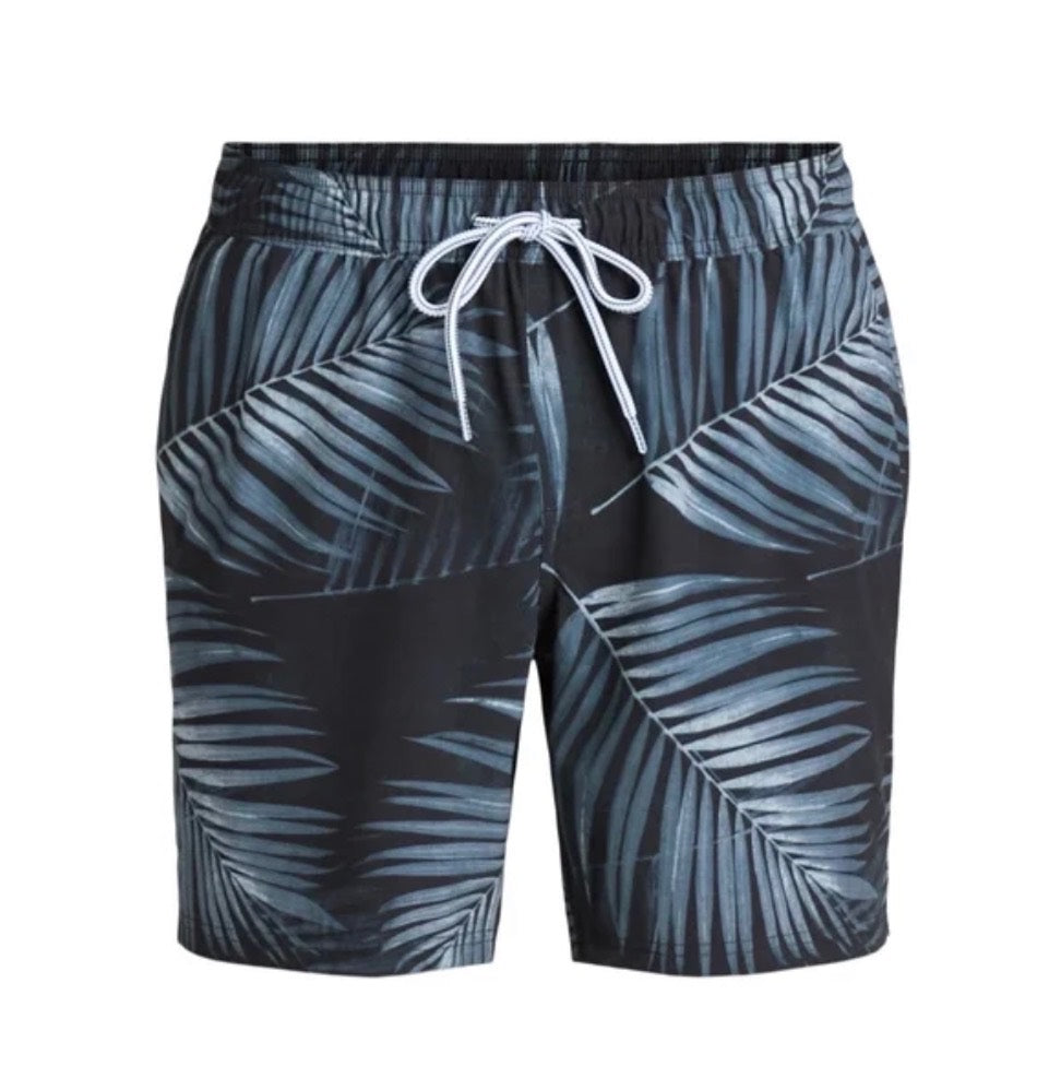 George Mens Athletic Jammer Swim Shorts 3XL Greystone Palm Leaf UPF 50+ New