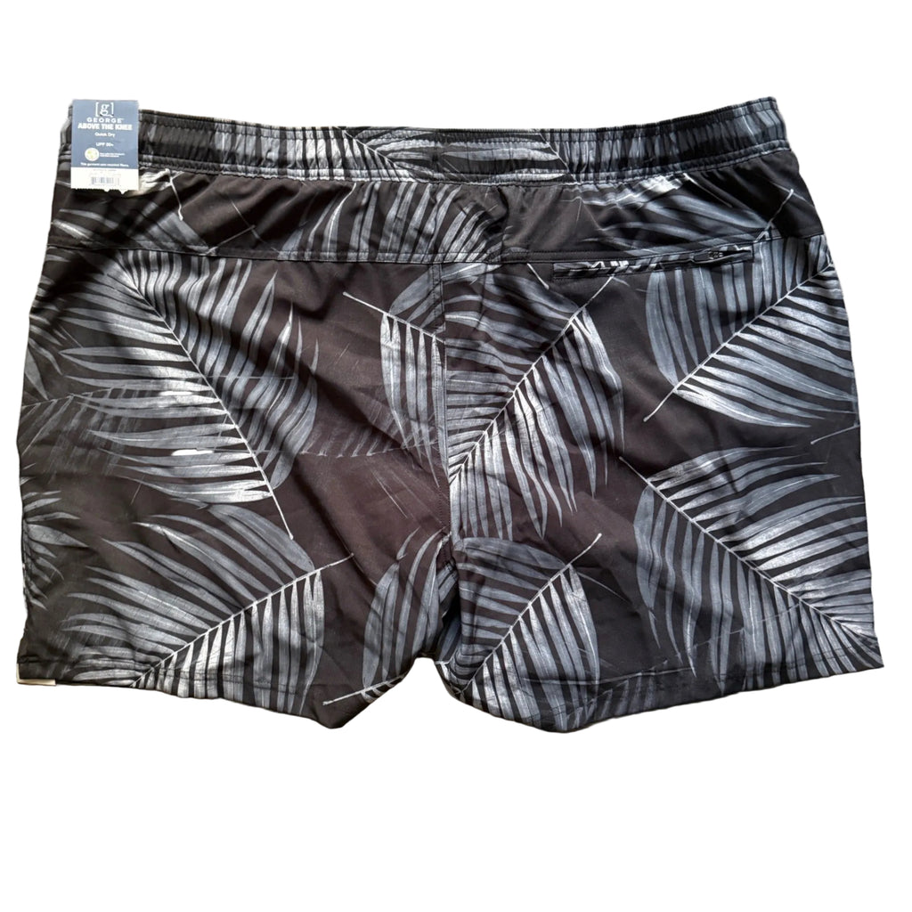 George Mens Athletic Jammer Swim Shorts 3XL Greystone Palm Leaf UPF 50+ New