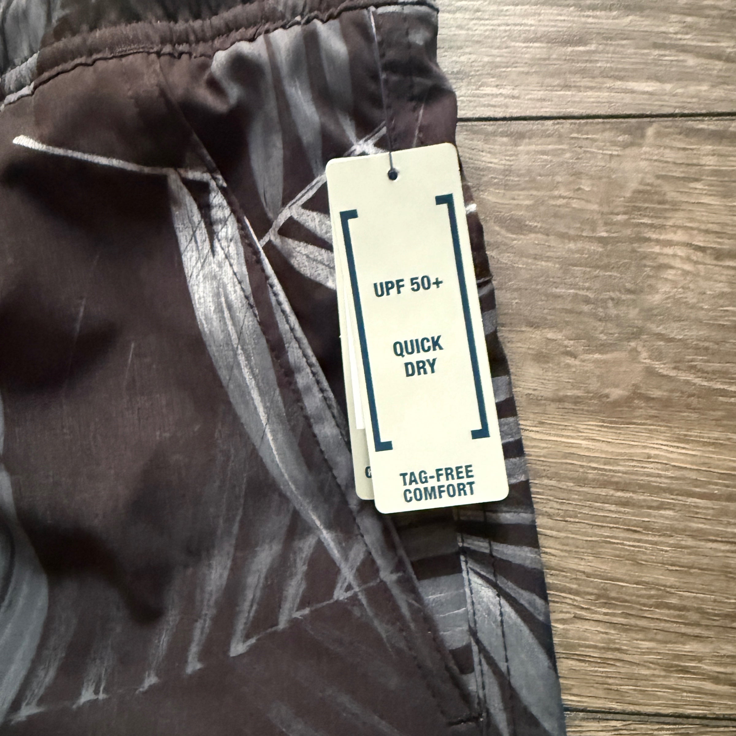 George Mens Athletic Jammer Swim Shorts 3XL Greystone Palm Leaf UPF 50+ New