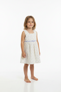 EUC Vintage Style Girls 4T Floral Ditsy Cotton Jumper Dress Cream Purple Sleeveless