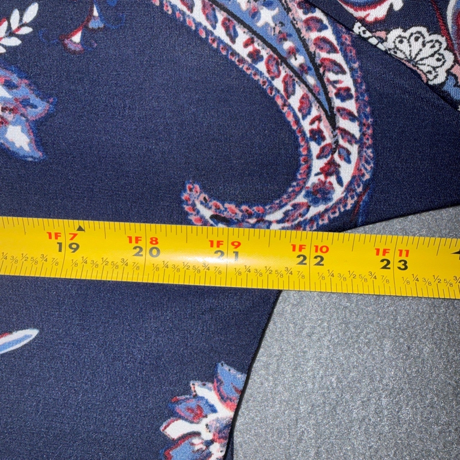 Womens EST. 1946 CATO XL Navy Blue Paisley Floral Ruched Sleeve Shift Dress