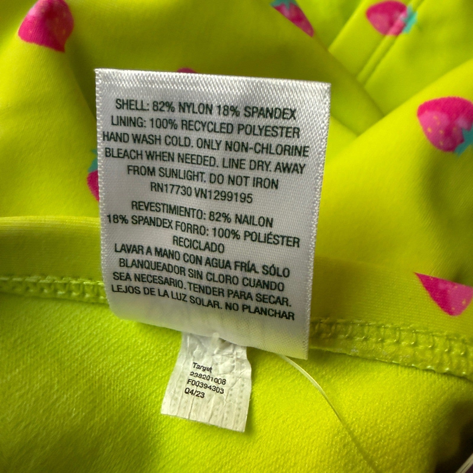 Wild Fable Neon Lime Green Strawberry High Leg Cheeky Bikini Bottoms 2X NWT