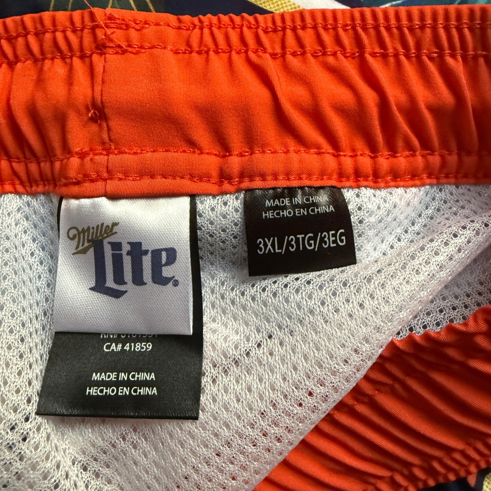 Miller Lite Mens Swim Trunks 3XL Tropical Floral Beer Can Print Board Shorts NEW