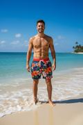 Miller Lite Mens Swim Trunks 3XL Tropical Floral Beer Can Print Board Shorts NEW
