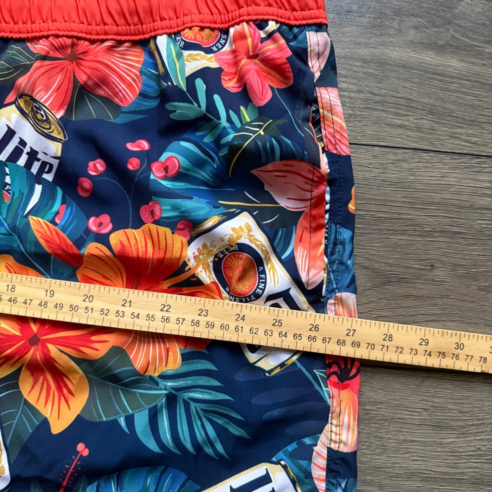 Miller Lite Mens Swim Trunks 3XL Tropical Floral Beer Can Print Board Shorts NEW