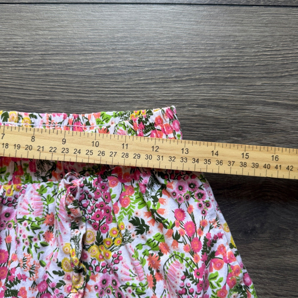 EUC Floral Ruffle Skort Pink Yellow Cotton Elastic Waist Shorts Skirt XXL 11-12Y