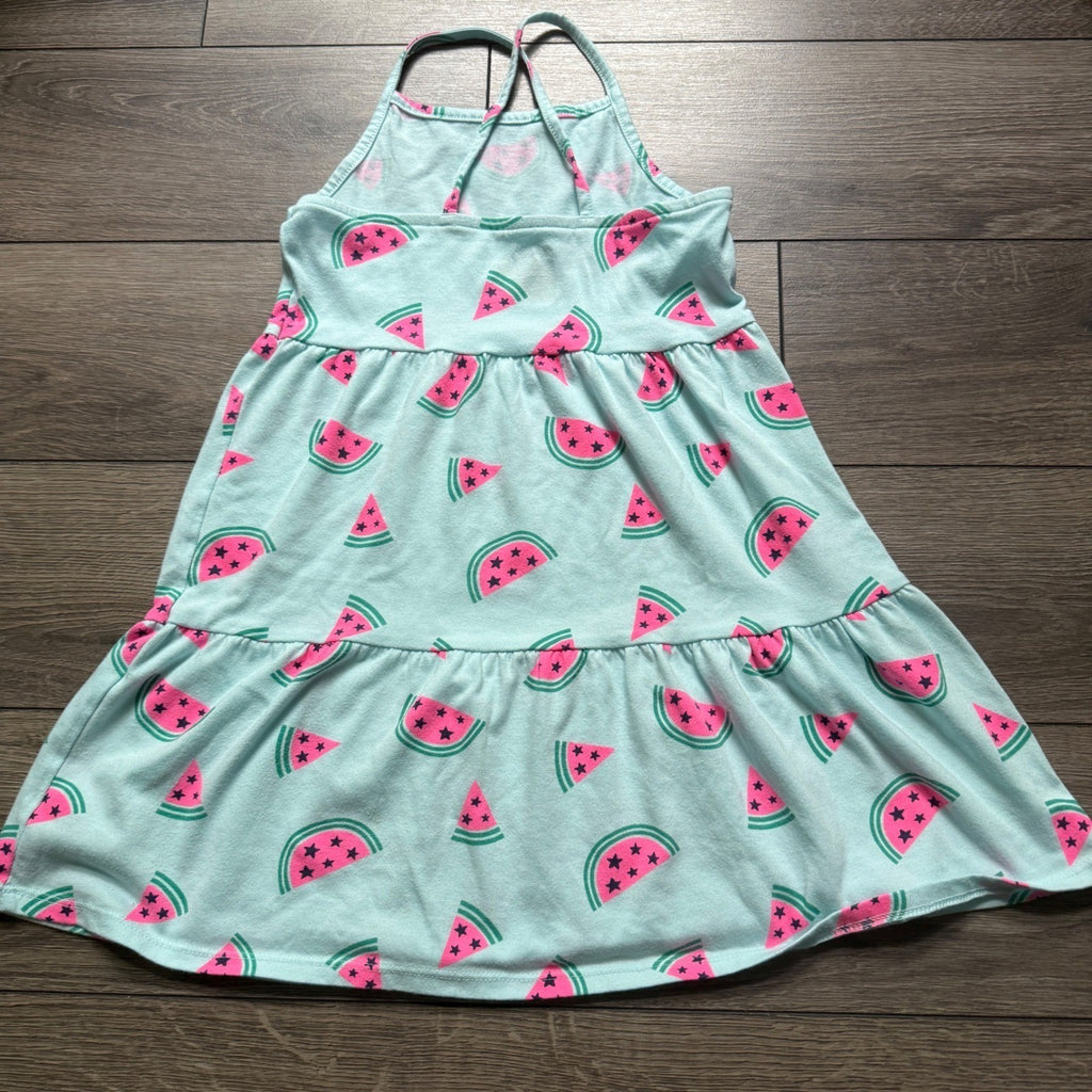 EUC Cat & Jack Girls Mint Watermelon Print Tiered Sundress Size M 8 Summer Fruit
