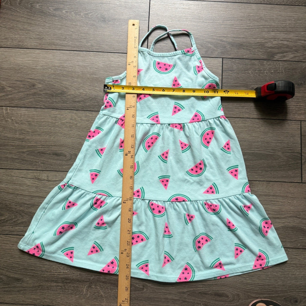 EUC Cat & Jack Girls Mint Watermelon Print Tiered Sundress Size M 8 Summer Fruit