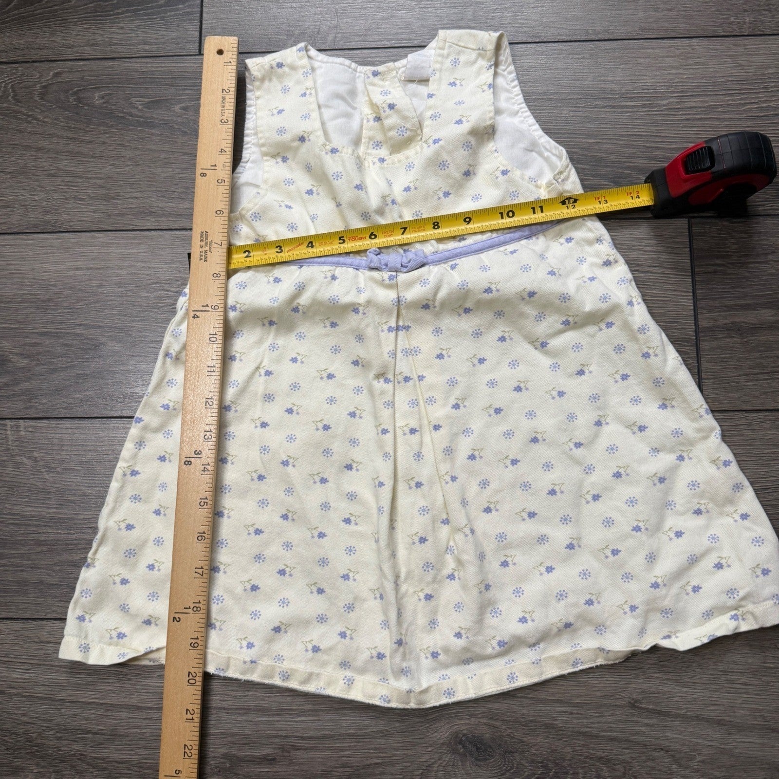 EUC Vintage Style Girls 4T Floral Ditsy Cotton Jumper Dress Cream Purple Sleeveless