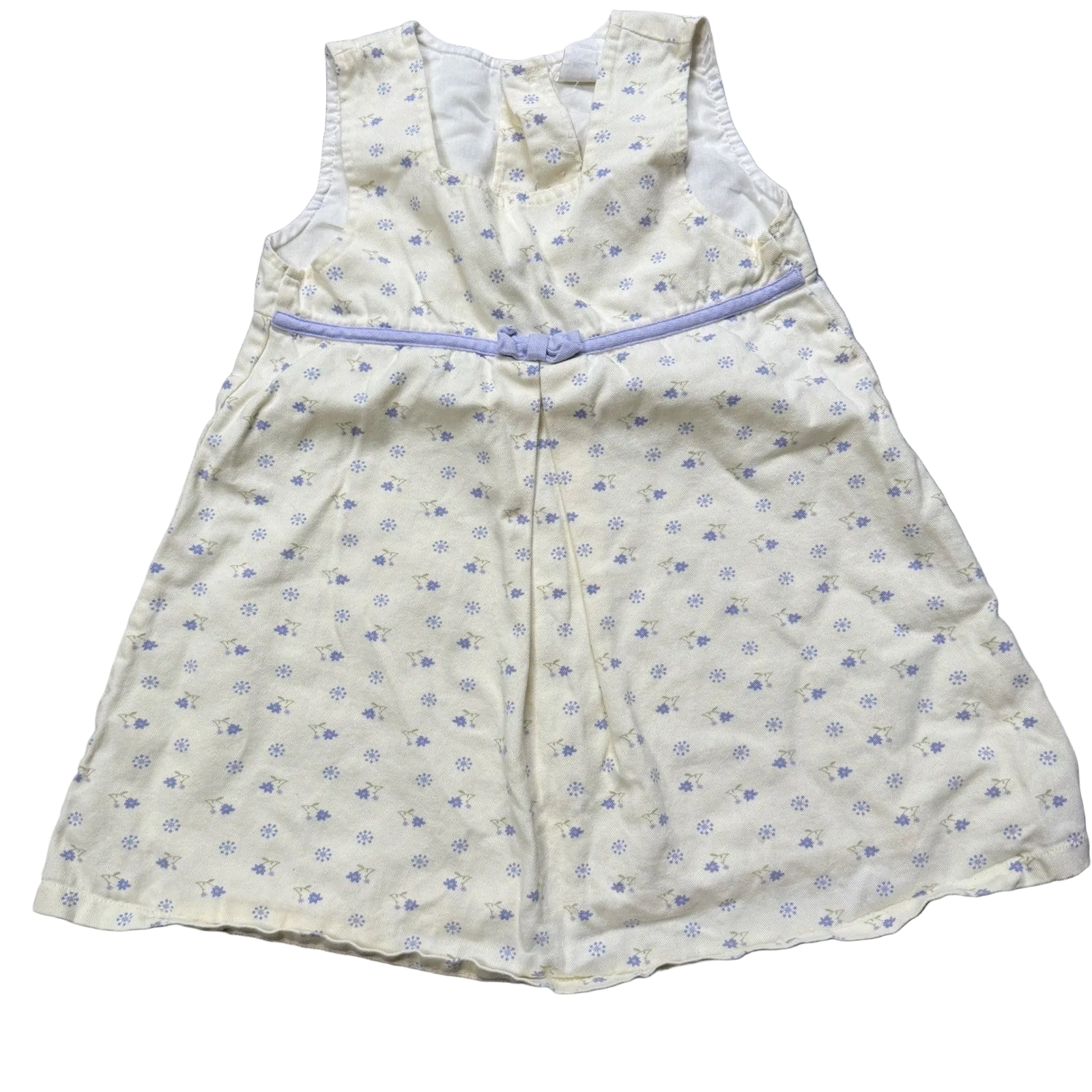 EUC Vintage Style Girls 4T Floral Ditsy Cotton Jumper Dress Cream Purple Sleeveless