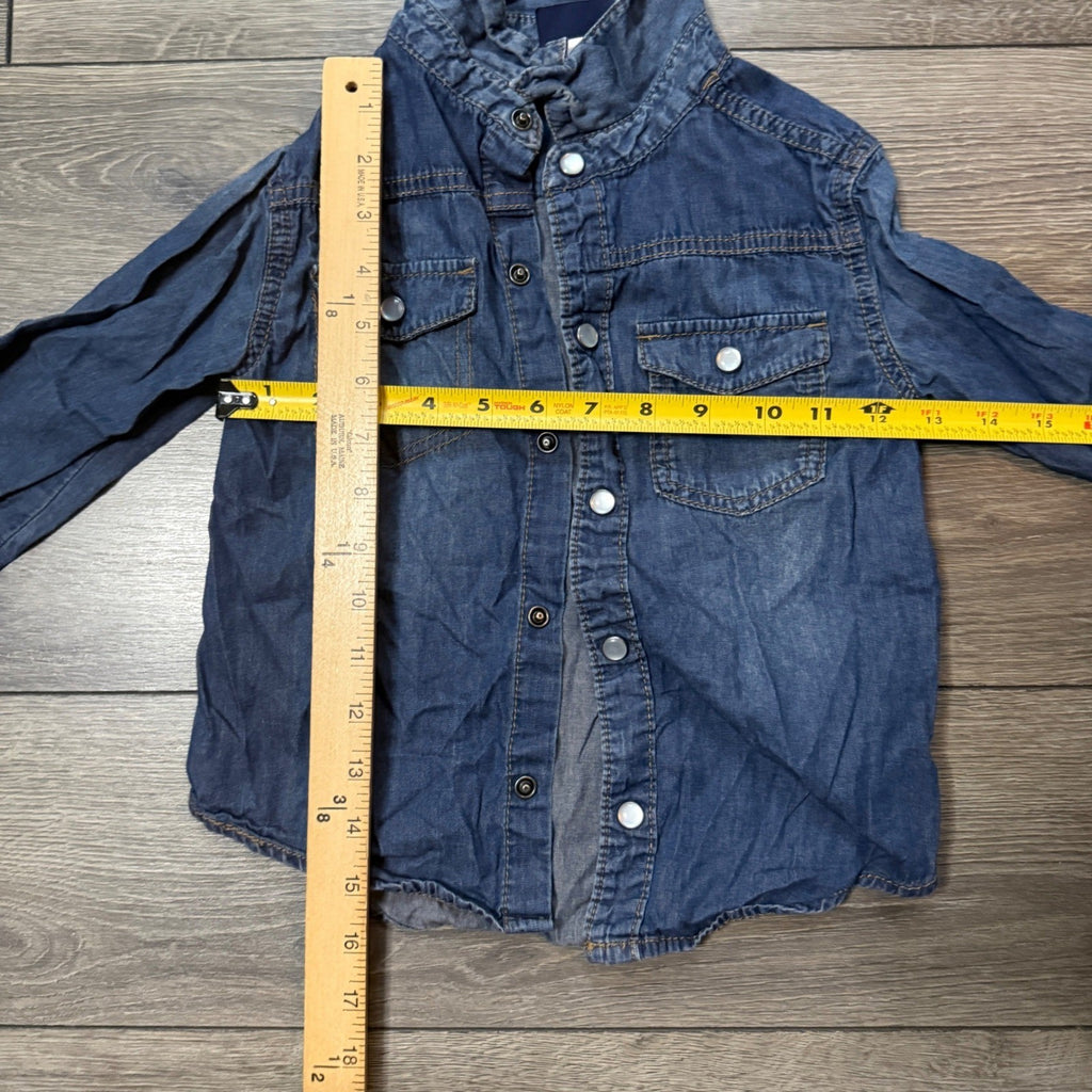 Genuine Kids from OshKosh Boys 4T Blue Denim Western Snap Shirt Long Sleeve