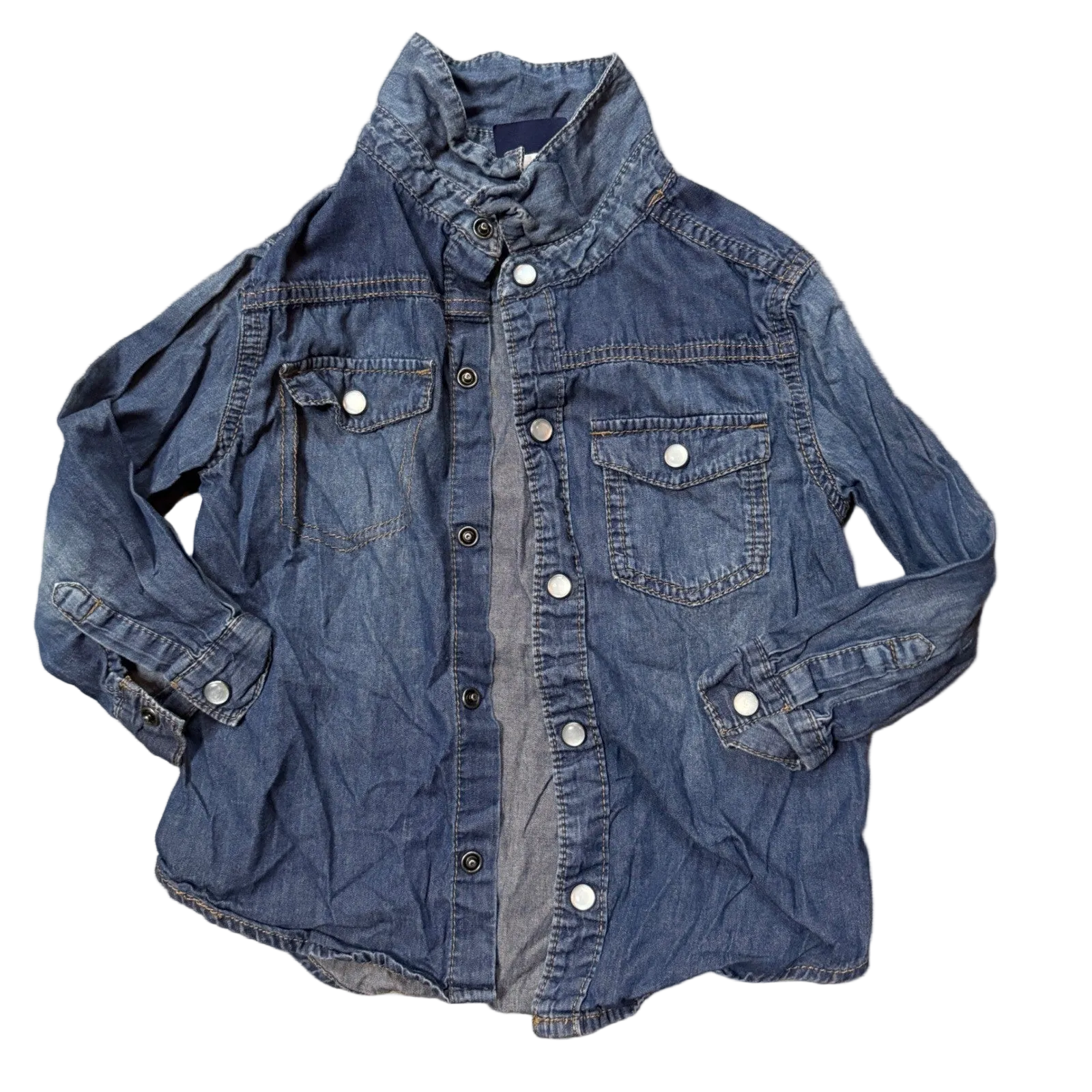 Genuine Kids from OshKosh Boys 4T Blue Denim Western Snap Shirt Long Sleeve